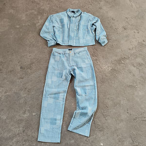 卸売トラックスーツ製造衣料 メンズストリートウェア ジョギングスーツ オーバーサイズスウェットスーツ 高品質デニムスーツ - Product Image 1