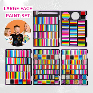 24-Color Gradient <strong>Face</strong> <strong>Paint</strong> <strong>Kit</strong> with Brushes &amp; Templates Non-Toxic Kid-Safe for EU US body painting supplies - Product Image 4
