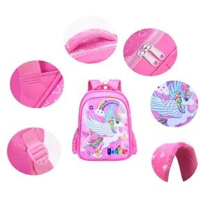 Mochilas escolares personalizadas con estampado de unicornio para niños y niñas, morral escolar de anime, bonito dibujo animado