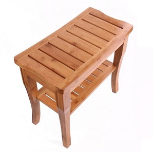 Eco-friendly Modern Bamboo Foldable 2-Tier <strong>Bathroom</strong> Shower Bench Spa <strong>Stool</strong> <strong>for</strong> Apartment Entry &amp; Hotel Use - Product Image 2