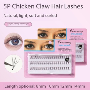 Künstliche Wimpern mit Hühnerfußhaar-Optik, 5P Einzelbüschel, segmentiert, ohne Wurzel, für Wimpernverlängerung, Großhandel, weiche Haare - Product Image 1