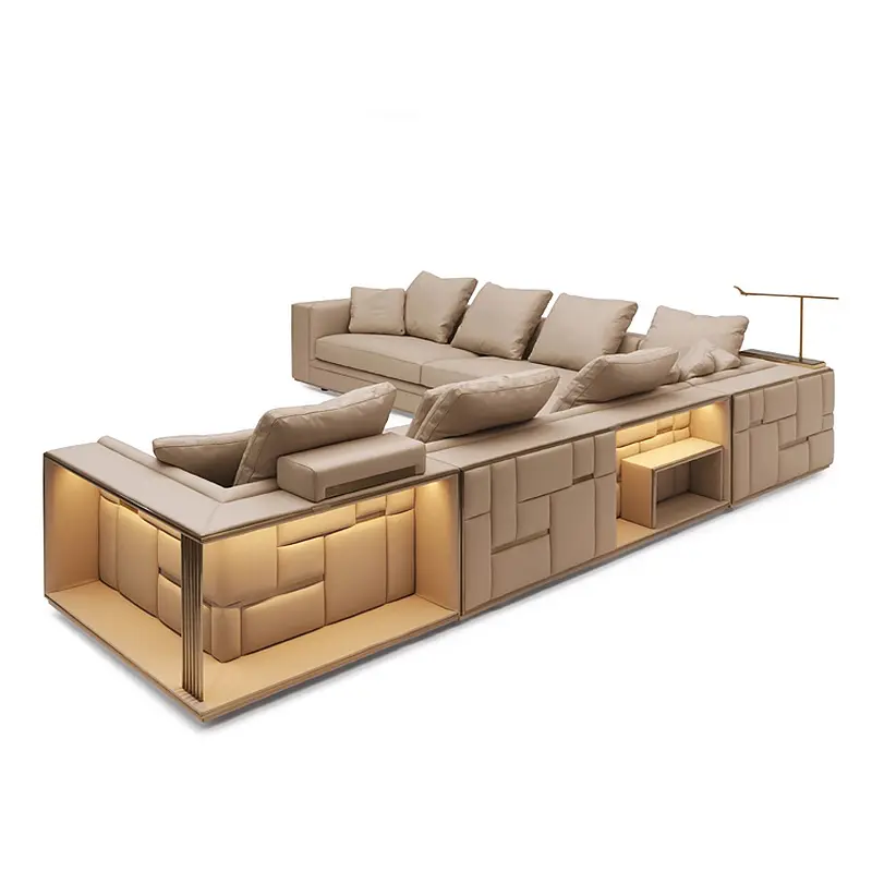 Modern Design Lounge 7seats large Couches Corner Velvet Sectional leather Sofa for Living Room Furniture