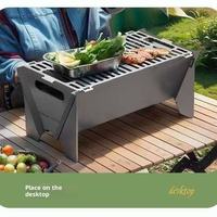Tôle personnalisée Acier inoxydable Charbon de bois Barbecue Pliant Camping Flamme Dispositif de sécurité Facile à assembler Usage domestique