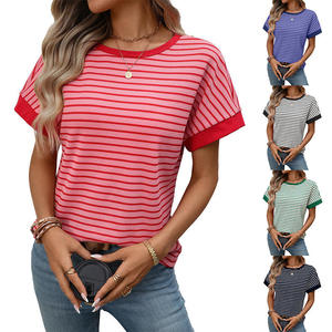 T-<span class=keywords><strong>shirt</strong></span> <span class=keywords><strong>long</strong></span> en toile ample à col rond et manches courtes torsadées, nouveau style été 2026 pour femmes européennes et américaines - Product Image 5