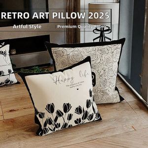 Nuevo Cojín Decorativo Abstracto en Blanco y Negro de Alta Gama, Moderno y Sencillo, 100% Poliéster para Sofá y Dormitorio, 2025 AY - Product Image 2