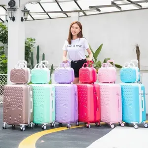 Wholesaler Customized ABS Riding Luggage Great Price 4 Wheels Trolley Bag 14/18/20/24 Inches Children Travel Suitcase Sets