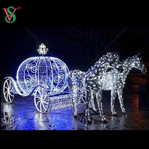 1.8m Géant Nature Taille Cheval Calèche Motif Lumière Extérieure Grand Noël Père Noël Traîneau avec Renne Décoration - Product Image 5