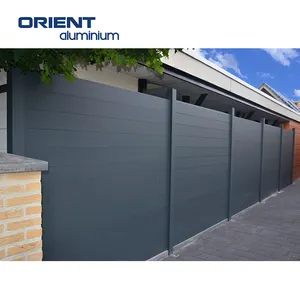 2024 conception moderne populaire aluminium métal noir enduit de poudre clôture horizontale panneaux de clôture à lamelles de confidentialité clôture de jardin extérieure