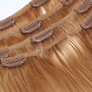 Extensions de cheveux naturels chinois Remy 100 % en gros, à clipser, cuticules alignées, simple trame, doux, sans perte, couleur claire, lisses naturels. - Product Image 1