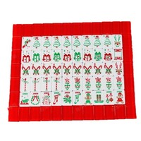 Tuiles de Mahjong de Noël Rouge Joyeux Noël Modernes 160 Tuiles Acryliques Peintes à la Main 3 Couches Jeu Familial de Luxe Portable Divertissement