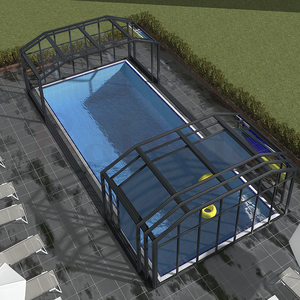 <span class=keywords><strong>Véranda</strong></span> <span class=keywords><strong>rétractable</strong></span> à toit vitré isolant avec cadre coulissant au design moderne, pour serre, moulures inclinées pour villas, couverture de <span class=keywords><strong>piscine</strong></span> - Product Image 1