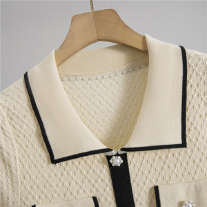 Women's Knit <b>Dress</b> <b>Short</b> Sleeve Polo Collar Single Breasted Pocket Design <b>Summer</b> 2026 Fashion Women's Sweater <b>Dress</b> - Product Image 3