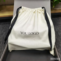 Tas Muslin Kantong Serut Penutup Debu Tas Hadiah Laris Manis Ukuran Besar Katun Organik untuk Tas Tangan Logo Custom Cetak Katun Alami