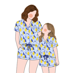Conjunto de 2 Piezas de Verano para Mamá e Hija, Pantalones Cortos de Manga Corta, Pijamas, Ropa Casual para Padres e Hijos, Venta al por Mayor - Product Image 5