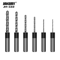JAKEMY JM-Z22 Jeu de micro-forets à queue hexagonale 6 pièces 0,8-3,0 mm 6542 HSS, foret hélicoïdal à 135 degrés pour PCB, bijoux, bois