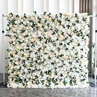 Op maat gemaakte groothandel hoogwaardige zijden kunstmatige groene en witte bloemen wanddecoratie achtergrond 8ft x 8ft milieuvriendelijk voor evenementen