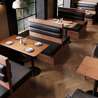 Ensemble table et chaises de style industriel pour restaurant occidental, canapé de banquette rétro pour café, chaises de salle à manger simples pour snack-bar