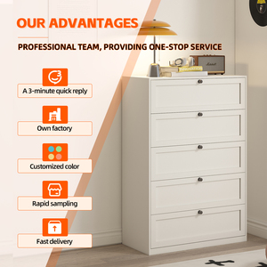 <span class=keywords><strong>Commode</strong></span> élégante et moderne en acier jaune et blanc à <span class=keywords><strong>5</strong></span> <span class=keywords><strong>tiroirs</strong></span> avec armoire de rangement durable et écologique pour chambre à coucher - Product Image 2