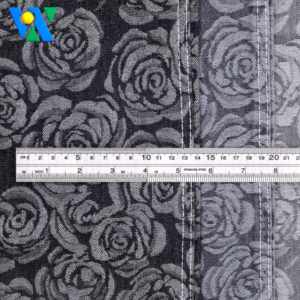 9.7oz Jacquard denim vải Rolls <span class=keywords><strong>Rose</strong></span> Flower <span class=keywords><strong>Pattern</strong></span> Jacquard denim vải nhà sản xuất quần Jean màu đen denim vải số lượng lớn Nhà cung cấp - Product Image 3