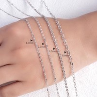 Vente en gros Mutil Tailles Délicat Brillant Plat Câble O Chaîne Collier Véritable Argent Sterling 925 Chaînes de Collier pour Pendentifs Bijoux