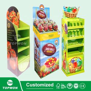Estante de exhibición de venta al por menor de supermercado personalizado, soporte de exhibición emergente de cartón corrugado, soporte de exhibición de frutas y verduras - Product Image 3