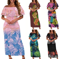 Nouvelle robe Puletasi samoane à manches courtes et épaules dénudées pour femmes, imprimé personnalisé