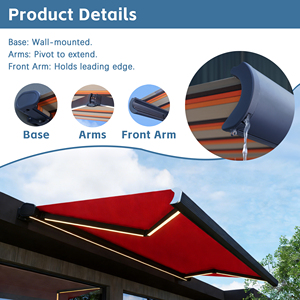 Auvent rétractable en aluminium de fabrication directe, boîte complète, imperméable, extérieur, électrique, pliable - Product Image 4