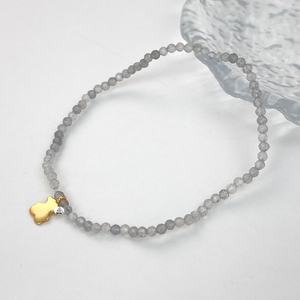 Bracciale con perline <span class=keywords><strong>in</strong></span> argento sterling S925 placcato <span class=keywords><strong>oro</strong></span> 18K, design orsetto spagnolo personalizzato, lusso semplice per matrimonio, fidanzamento, anniversario, ragazza - Product Image 5