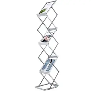 Hot Sale Portable And Foldable Literature Exhibition Display Stand Magazine Brochure Display Rack For A4 Size Catalog Stand