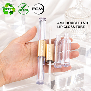 Tube de brillant à lèvres rond double-embout de 4 ml, doré électrolytique, avec bouchon rotatif 2-en-1, contenant cosmétique vide pour correcteur liquide - Product Image 2