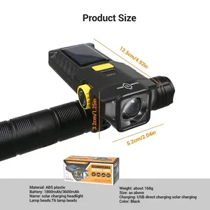 USB có thể sạc lại MTB đường núi Xe đạp phía trước đèn năng lượng mặt trời Powered hiển thị điện tích hợp đèn pin <span class=keywords><strong>HID</strong></span> ABS AA đi xe đạp an toàn - Product Image 6