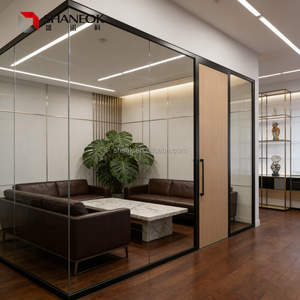 Cloison de séparation en verre sans cadre haute définition, cloison modulaire en verre trempé insonorisé en aluminium, cloison de bureau en verre - Product Image 5