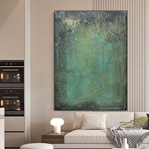 Green Abstract Hand painted <b>Framed</b> Wall Arts Large <b>Canvas</b> Abstract Oil Painting Indoor home decor gift for housewarming - Product Image 6