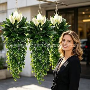 Shangyi Artificial Peace Lily <b>Eucalyptus</b> Vine Green Plant Bouquet 30cm-190cm Plastic Natural Style Decoration - Product Image 3