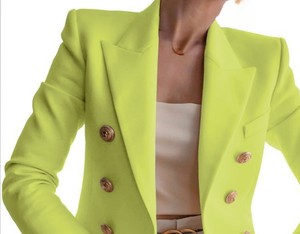 秋冬新款纯色时尚休闲西装外套女式双排扣纽扣装饰梭织工艺 - Product Image 5