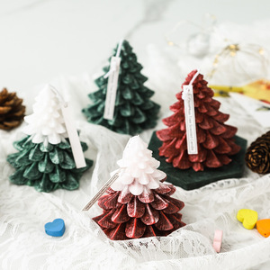 Bougie parfumée créative en forme de sapin de Noël, faite à la main, respectueuse de l'environnement, bougie à la fleur de glace, bougie neutre - Product Image 3
