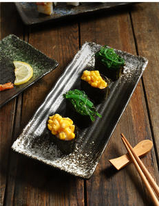 Plato Rectangular Largo a Rayas para Exhibición de Postres en Hoteles y Restaurantes, Uso Comercial, Platos de <span class=keywords><strong>Sushi</strong></span>, Juego de Platos de Cerámica - Product Image 2