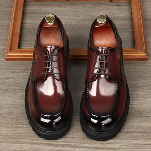 Latest Model Custom Made Casual Business Durable Lightweight Thick Soled High Heel Genuine Leather Glossy Trend Men's Autumn - Product Image 1