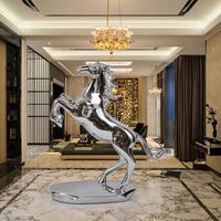 Figurine de cheval en résine argentée électroplaquée Art Déco de luxe - Statue d'animal artistique pour décoration de mariage et de maison, objet de collection