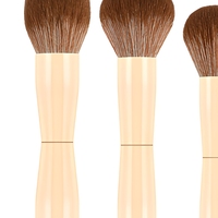 Ensemble de 8 pinceaux de maquillage à double extrémité JLY, manche en bois, poils synthétiques, pinceaux pour le visage et les yeux, kit de pinceaux de voyage