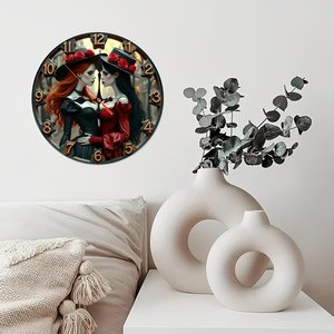 Round Wooden Wall <b>Clock</b> 25x25Cm Matte Finish Silent Non Ticking For Home Bedroom Living Room Decor - Product Image 4