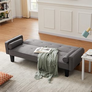 Futon personnalisable Canapé-lit Causeuse rembourrée gris clair avec dossier réglable à 3 angles Canapé-lit convertible Canapé-lit - Product Image 3