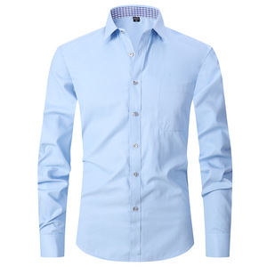 Camisa de Vestir para Hombre, Tallas <span class=keywords><strong>M</strong></span>-6XL, Lisa, con Puños Franceses, Manga Larga, Ligera, de Lujo, para Verano, Formal - Product Image 6