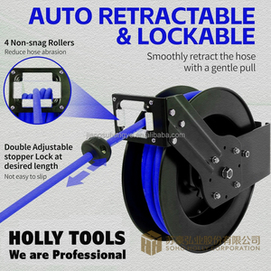 Enrouleur de tuyau d'air à double bras 50ft rétractable 5/16 in Hybrid Hose Heavy Duty Steel Professional Air Compressor Hose Reel 15M Pipe - Product Image 5
