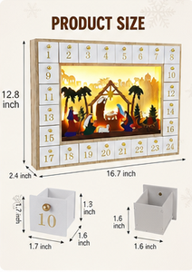 Unique Wooden Style Advent Calendar <b>Box</b> with Drawers LED Warm Light Rigid Cardboard <b>Empty</b> Mystery Blind <b>Box</b> <b>for</b> Surprise <b>Gift</b> - Product Image 3