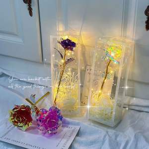 Gökkuşağı holografik el yapımı plastik yapay ebedi gül buket çiçek DIY kiti sevgililer günü noel doğum günü hediyeleri için - Product Image 1