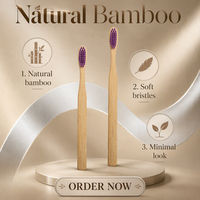 Brosses à dents en bambou avec poils violets