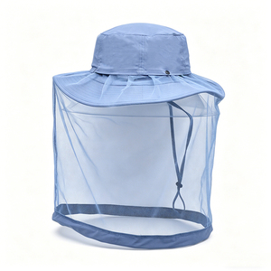 Blue Outdoor Bug Protection <b>Hat</b> with Full Face Netting - Adjustable Breathable <b>Sun</b> <b>Hat</b> for <b>Men</b> Women Beekeeping Camping - Product Image 1