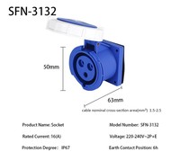 Prise industrielle étanche SFE 220-240V~2P+E IP67 à 3 broches, prise et fiches électriques