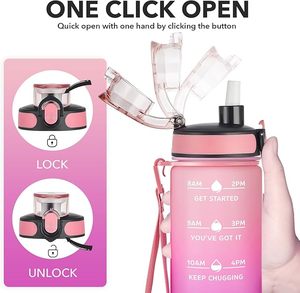 Bouteille en plastique PC sans BPA avec couvercle à bouton-poussoir, bouteille de sport en plastique de qualité alimentaire 32OZ, bouteille isotherme personnalisable Tristan - Product Image 6